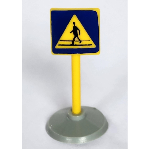 Road Sign Old Square with Man Crossing Print & Type 1 Base White