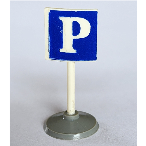 Road Sign Old Square with Parking 'P' Print & Type 1 Base White
