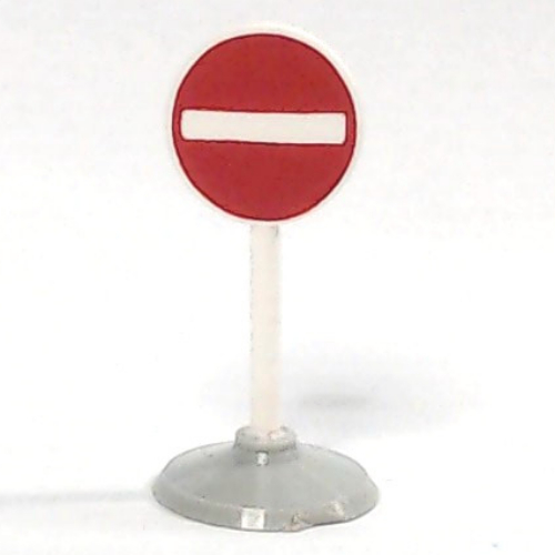 Road Sign Old Round with No Entry Print & Type 1 Base White