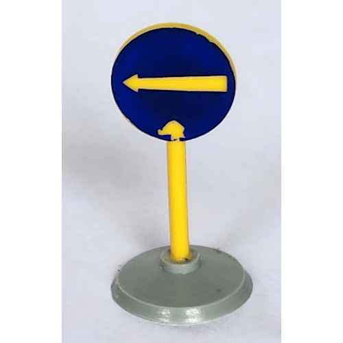 Road Sign Old Round with White Arrow Left Print & Type 1 Base White