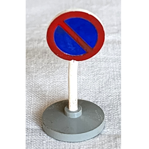 Road Sign Old Round with No Parking Blue Print & Type 2 Base White