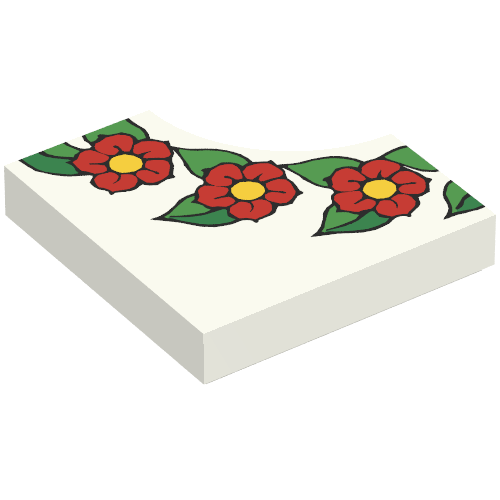 Tile Special 2 × 2 without 1 × 1 Quarter Circle with Scala Flower Print White
