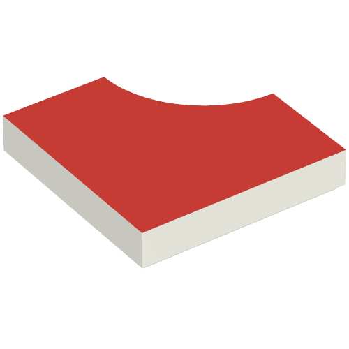 Tile Special 2 × 2 without 1 × 1 Quarter Circle with Scala Red Top Print White
