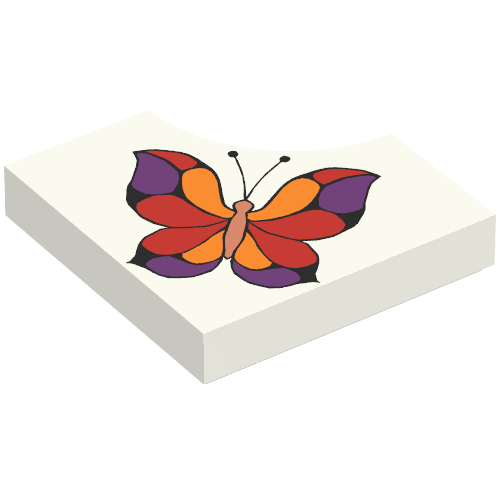 Tile Special 2 × 2 without 1 × 1 Quarter Circle with Scala Butterfly Print White