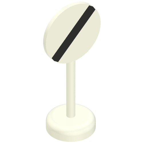 Road Sign Old Round with Black Bar Print Single Piece Unit Weiß