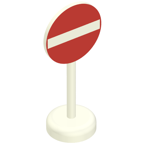 Road Sign Old Round with No Thoroughfare Print Single Piece Unit White