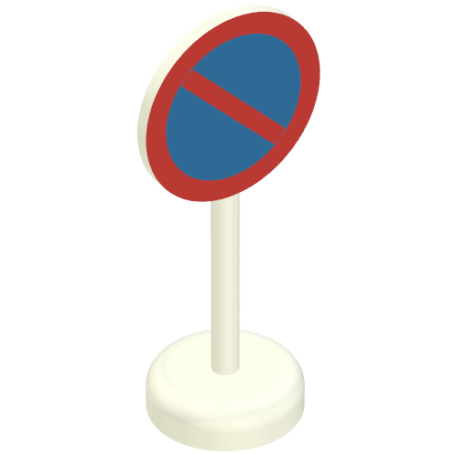 Road Sign Old Round with No Parking Blue Print Single Piece Unit White
