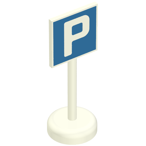 Road Sign Old Square with Parking 'P' Print Single Piece Unit White