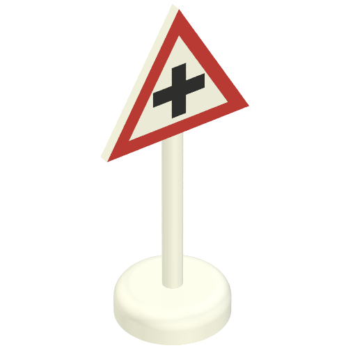 Road Sign Old Triangle with '+' Print Single Piece Unit Weiß