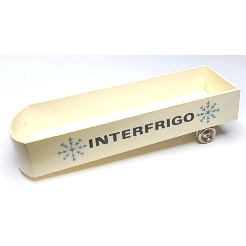HO Scale Mercedes Refrigerated Trailer, Single Axle, 'Interfrigo' and Blue Snowflakes Print White