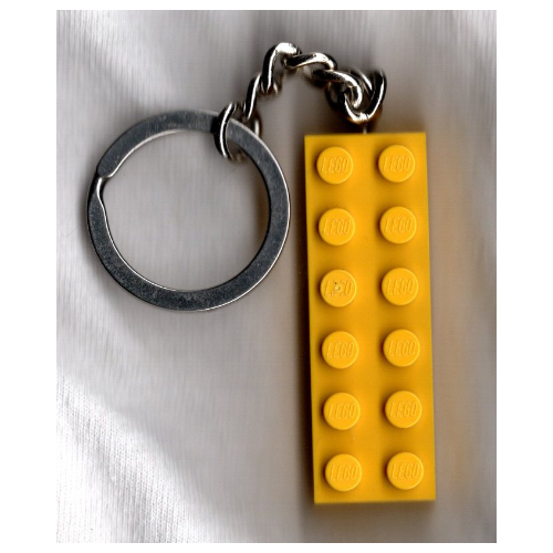 Key Chain, Chrome Chain and Ring with 2 × 6 Brick Yellow