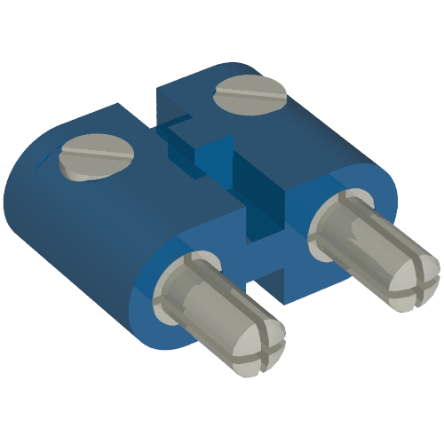 Electric Connector, 2 Way Male Rounded Narrow Type 2 with Cross-Cut Pins Blue