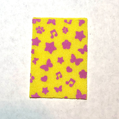 Blanket, Sheet, Towel, with Dark Pink Flowers, Butterflies, Hearts, and Music Notes Print Gelb