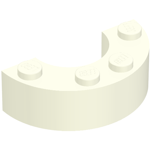 Brick Round Corner 2 × 4 without Stud Notches White