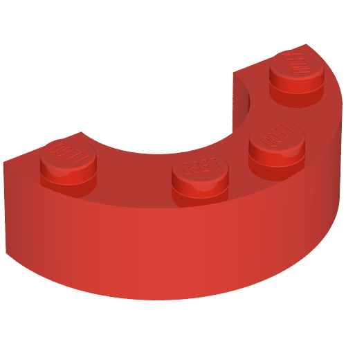 Brick Round Corner 2 × 4 without Stud Notches Red