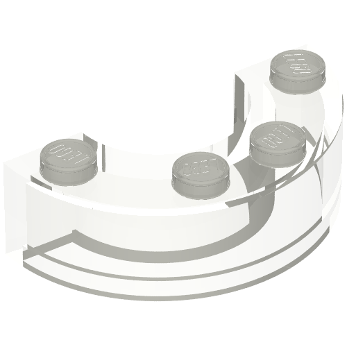 Brick Round Corner 2 × 4 without Stud Notches Transparent