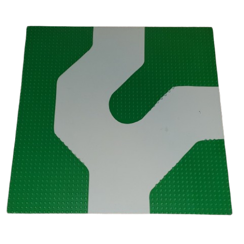 Grundplatte Straße 50 × 50 mit 3-Wege-Kurve mit grauer Straße (bedruckt)