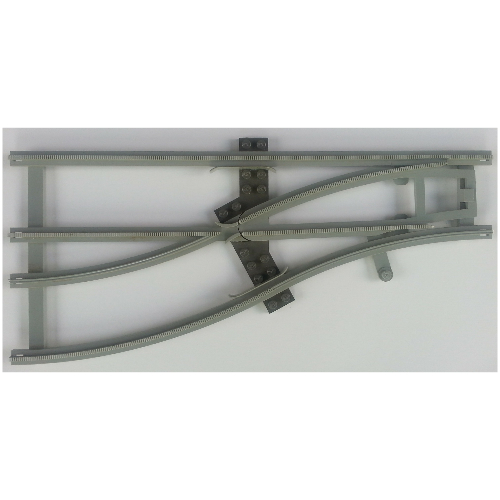 Vehicle Track, Train, 4.5V Switch Point Left with Dark Gray Ties Hellgrau