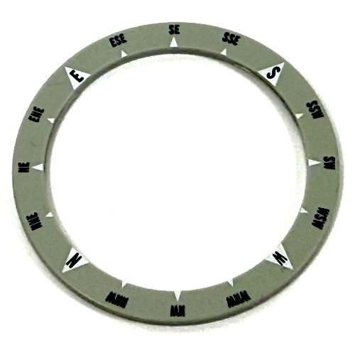 Watch, Bezel Round, Smooth, Thick with Black and White Compass Directions Print Hellgrau