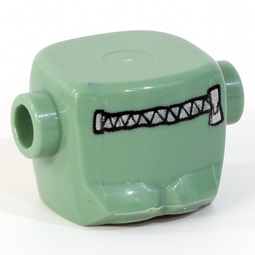 Head Top, Frankenstein Monster with Zipper Print Sand Green