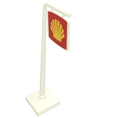 Road Sign Cantilever Curved with Shell Logo Print White