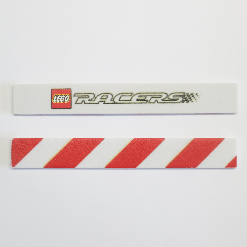 Barrier, Lego and Racers Logos One Side, Red Danger Stripes on Reverse White