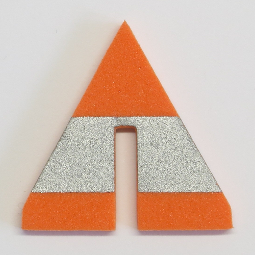 Cone Triangle Upright with Silver Stripe 6 × 6 with Bottom Cutout Orange