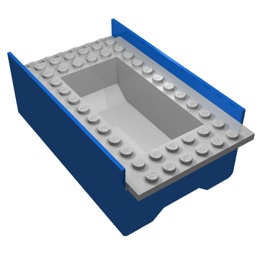 Boat Hull Section, Middle 12 × 6 × 3 1/3, Deck Color Light Gray Blau
