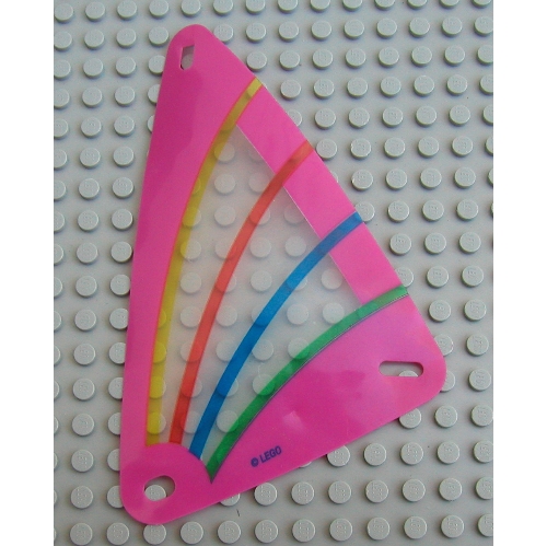 Sail, Windsurfer, 9 × 15 Triangle, with Dark Pink Border and Green, Blue, Red and Yellow Stripes Print Trans-Clear