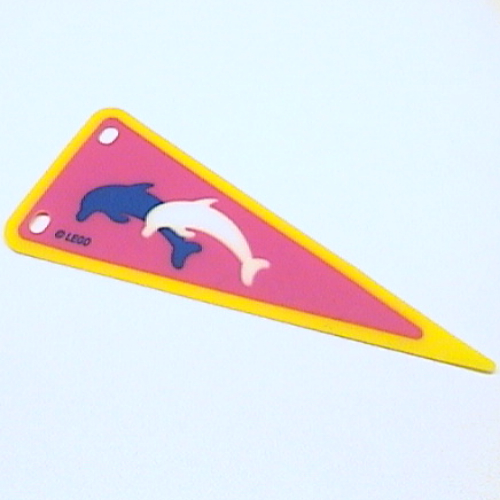 Flag Pennant with Blue and White Dolphins on Dark Pink Background Print Yellow