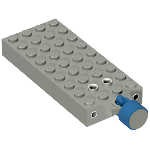 Electric Train 4.5V Automatic Pole Reverser Brick 4 × 9 with Magnet Holder and Small Blue Train Magnet Hellgrau