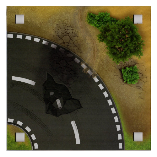 Baseplate with 4 Square Corner Holes and Curved Road Damaged / Bridge Over Water Print [Keine Farbe/Beliebige Farbe]