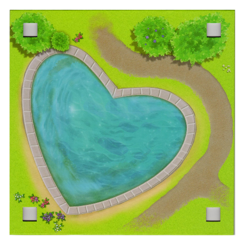 Baseplate with 4 Square Corner Holes and Heart Shaped Swimming Pool / Beach with Palm Trees Print [Keine Farbe/Beliebige Farbe]