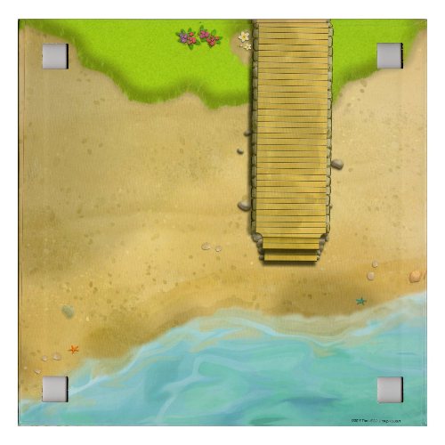 Baseplate with 4 Square Corner Holes and Parking Space / Beach with Landing Stage Print [Keine Farbe/Beliebige Farbe]