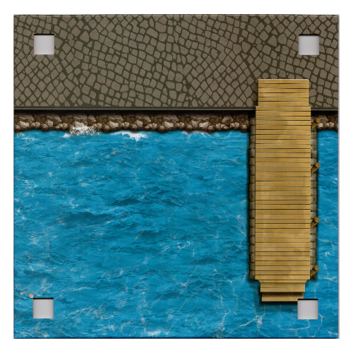Baseplate with 4 Square Corner Holes and Beach / Embankment (Landing) Print [No Color/Any Color]