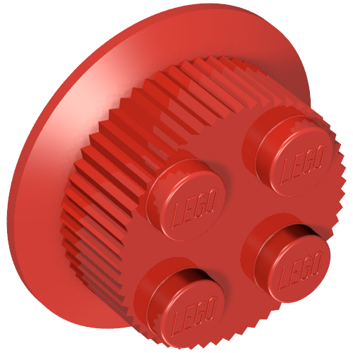 Train Wheel with 2 × 2 Stud Center, Traction Teeth Red