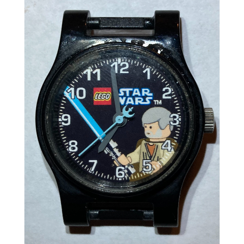 Watch Face with 'LEGO Star Wars' Logo and Obi Wan Kenobi Print Black