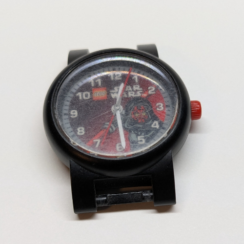 Watch Face with 'LEGO Star Wars' Logo, Silver Circle, Darth Maul Print Schwarz