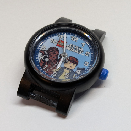 Watch Face with 'LEGO Star Wars' Logo, Silver Circle, Han Solo and Chewbacca Print Black