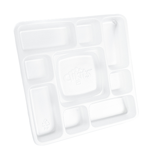 Clikits Container, Sorting Tray 9 Compartment, Bottom Milky White
