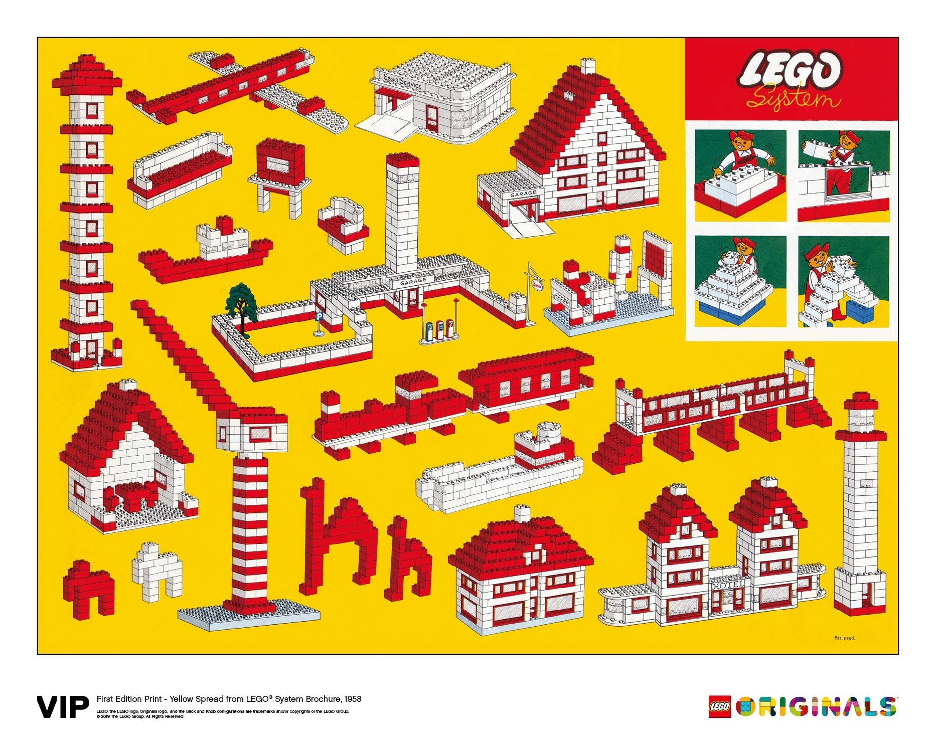 Set 5006005 Gelbe Doppelseite LEGO-System-Broschüre 1958